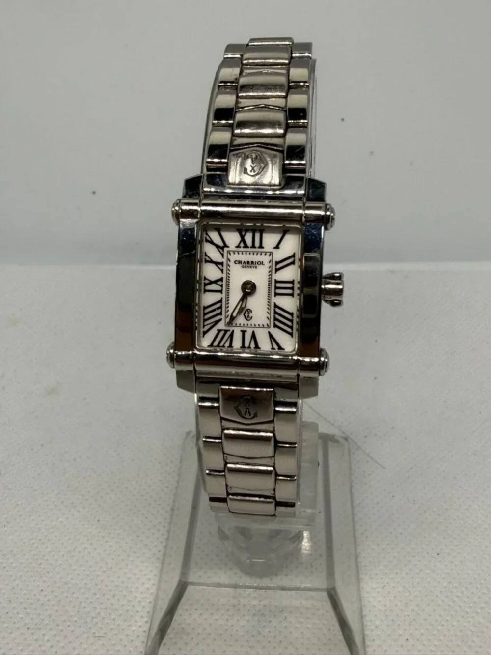 Charriol Colvmbvs CCSTRD2 Womens Rectangular White Dial Watch Roman Numeral 20mm